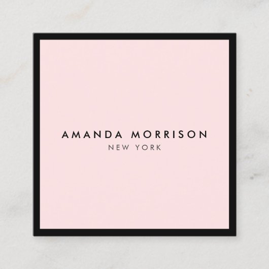 Minimalistisch Luxe Boutique Black/Roze Vierkante Visitekaartje (Voorkant)