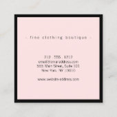 Minimalistisch Luxe Boutique Black/Roze Vierkante Visitekaartje (Achterkant)