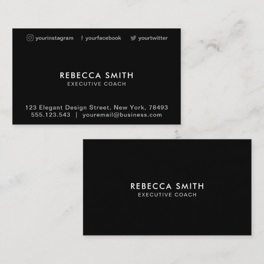 Minimalistisch luxe Boutique Black Visitekaartje (Voorkant / Achterkant)