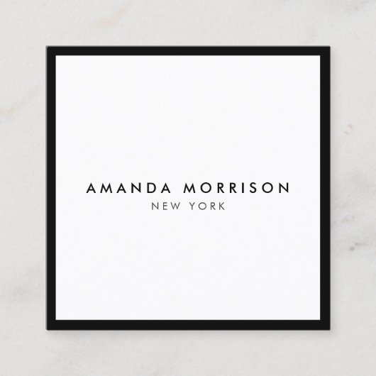 Minimalistisch Luxe Boutique Black/White Vierkante Visitekaartje (Voorkant)