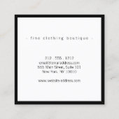 Minimalistisch Luxe Boutique Black/White Vierkante Visitekaartje (Achterkant)