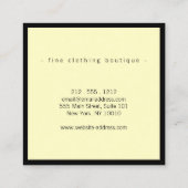 Minimalistisch Luxe Boutique Black/Yellow Vierkante Visitekaartje (Achterkant)
