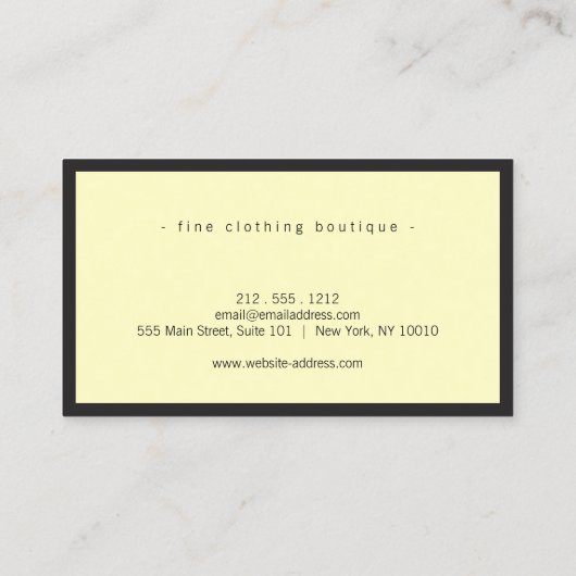 Minimalistisch Luxe Boutique Black/Yellow Visitekaartje (Achterkant)