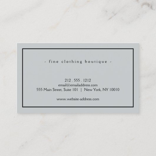 Minimalistisch Luxe Boutique Grey/Black Visitekaartje (Achterkant)