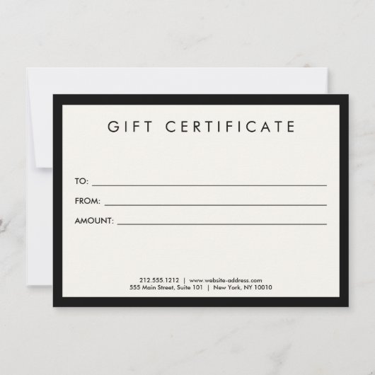 Minimalistisch Luxe Boutique Ivory Gift Certificat (Achterkant)