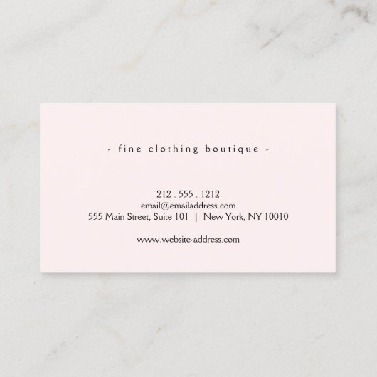 Minimalistisch luxe Boutique Pastel Roze Visitekaartje (Achterkant)