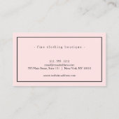 Minimalistisch luxe Boutique roze/zwart Visitekaartje (Achterkant)