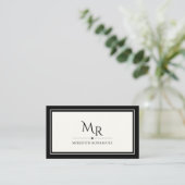 Minimalistisch luxe brutique zwart ivoor monogram visitekaartje (Staand voorkant)