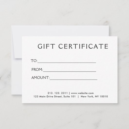 Minimalistisch luxe cadeaubon (Achterkant)