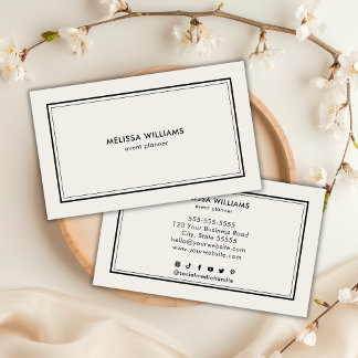 Minimalistisch Luxe Ivory Black Chic-Visitekaartje Visitekaartje