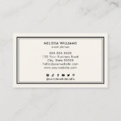 Minimalistisch Luxe Ivory Black Chic-Visitekaartje Visitekaartje (Achterkant)
