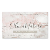 Minimalistisch Luxe Script Marble Pink Design Magnetisch Visitekaartje (Voorkant)