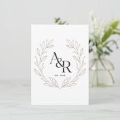 Minimalistisch luxe trouwmonogram ontwerp kaart (Staand voorkant)