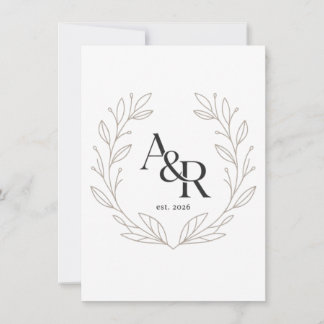 Minimalistisch luxe trouwmonogram ontwerp kaart