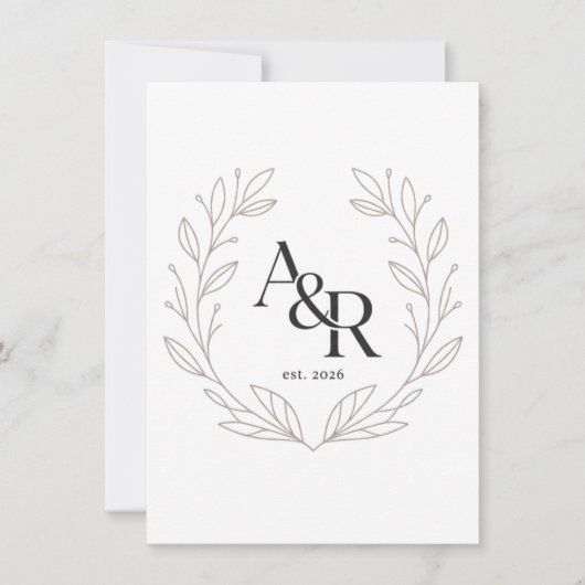 Minimalistisch luxe trouwmonogram ontwerp kaart (Voorkant)