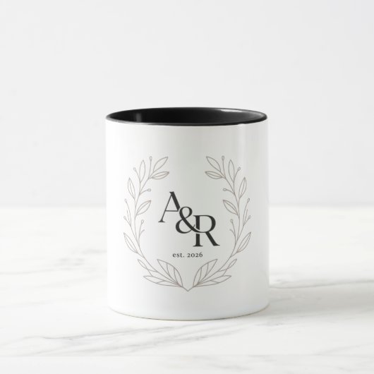 Minimalistisch luxe trouwmonogram ontwerp mok (Midden)