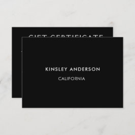 Minimalistisch luxe zwart cadeaubon