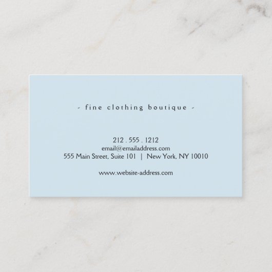 Minimalistisch Luxste Boutique Blue Visitekaartje (Achterkant)