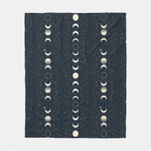 Minimalistisch maanfasenpatroon met sterren en nac fleece deken