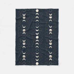 Minimalistisch maanfasenpatroon met sterren en nac fleece deken
