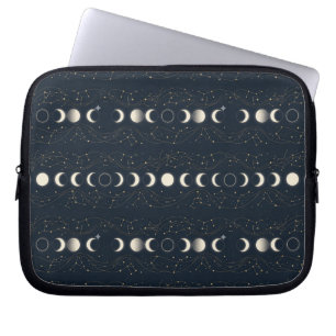 Minimalistisch maanfasenpatroon met sterren en nac laptop sleeve