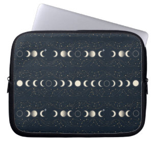 Minimalistisch maanfasenpatroon met sterren en nac laptop sleeve