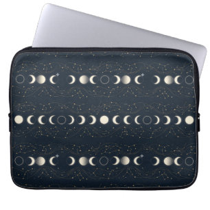 Minimalistisch maanfasenpatroon met sterren en nac laptop sleeve