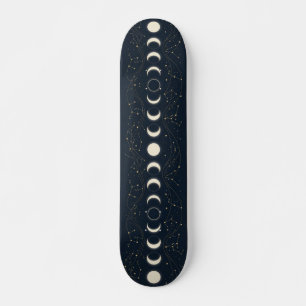 Minimalistisch maanfasenpatroon met sterren en nac persoonlijk skateboard
