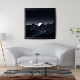 Minimalistisch maanlicht foto afdruk