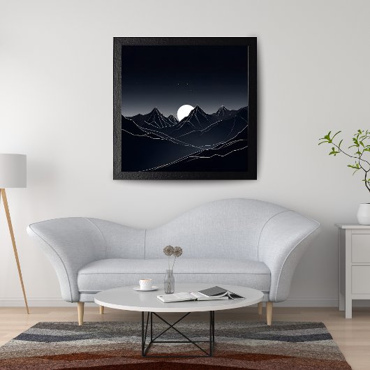 Minimalistisch maanlicht foto afdruk
