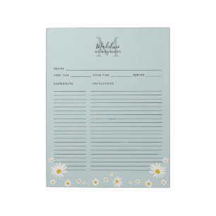 Minimalistisch Madeliefje Turquoise Script Monogra Notitieblok