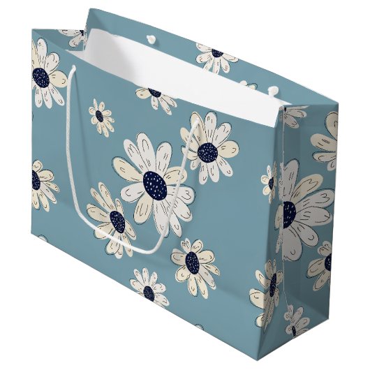 Minimalistisch madeliefjes bloempatroon (2) groot cadeauzakje (Voorkant Gekanteld)