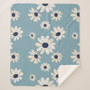 Minimalistisch madeliefjes bloempatroon (2) sherpa deken