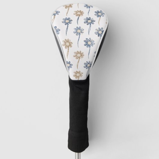 Minimalistisch madeliefjes bloempatroon (5) golfheadcover (Voorkant)