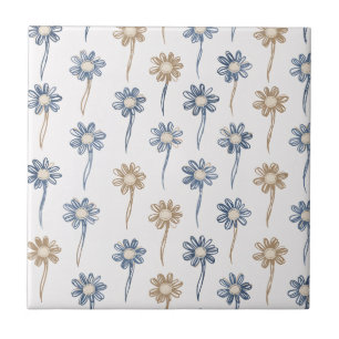 Minimalistisch madeliefjes bloempatroon (5) tegeltje