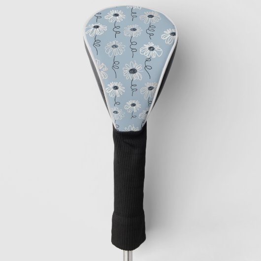 Minimalistisch madeliefjes bloempatroon (7) golfheadcover (Voorkant)