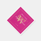 Minimalistisch magenta monogram klassieke bruiloft servet (Hoek)