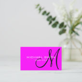 Minimalistisch magenta monogram voor professionals visitekaartje (Staand voorkant)