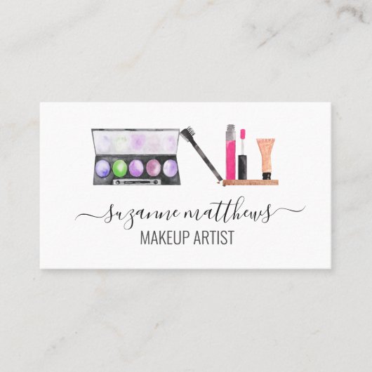 Minimalistisch Makeup-artiest met kalligrafische W Visitekaartje (Voorkant)