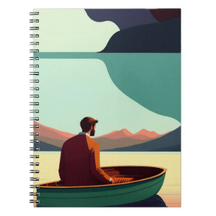Minimalistisch Man in Rowboat Notitieboek