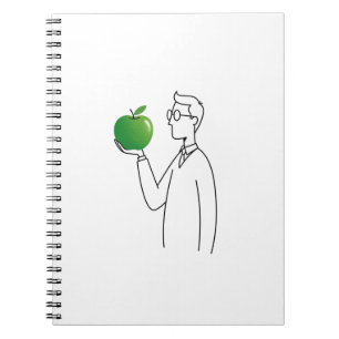 Minimalistisch Man met Green Apple Illustration No Notitieboek