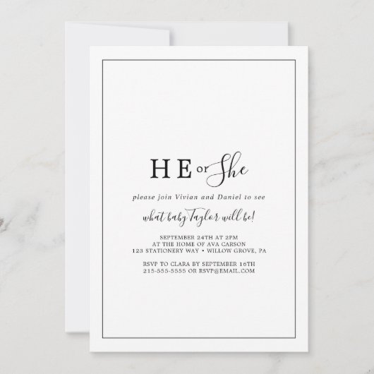 Minimalistisch man- of vrouwelijk feest kaart (Voorkant)