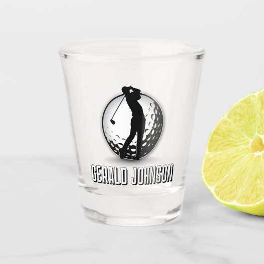 Minimalistisch Mannen Golf Monogram Ontwerp Shot Glas (Voorkant)