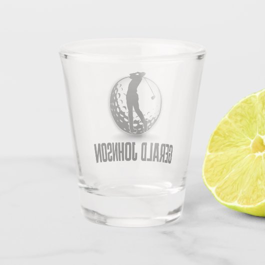 Minimalistisch Mannen Golf Monogram Ontwerp Shot Glas (Achterkant)
