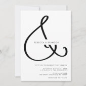 Minimalistisch Manuscript Ampersand All in One Wed Kaart (Voorkant)