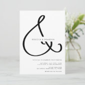 Minimalistisch Manuscript Ampersand All in One Wed Kaart (Staand voorkant)