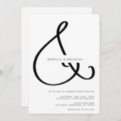 Minimalistisch Manuscript Ampersand All in One Wed Kaart (Voorkant / Achterkant)