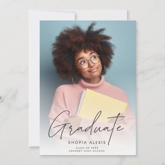 Minimalistisch Manuscript bekleding Twee Afstudere Aankondiging (Voorkant)