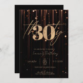 Minimalistisch Manuscript Black en Gold 30th Birth Kaart (Voorkant / Achterkant)