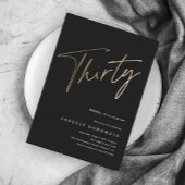 Minimalistisch Manuscript Black en Gold 30th Birth Kaart